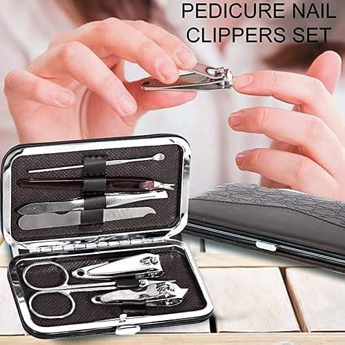 7 In 1 Manicure Kit, Carbon Steel Professional Pedicure Kit, Nail Scissors Grooming Kit with Leather Travel Case, Men Women Manicure Pedicure Kit, Nail Care Tool For Home Use