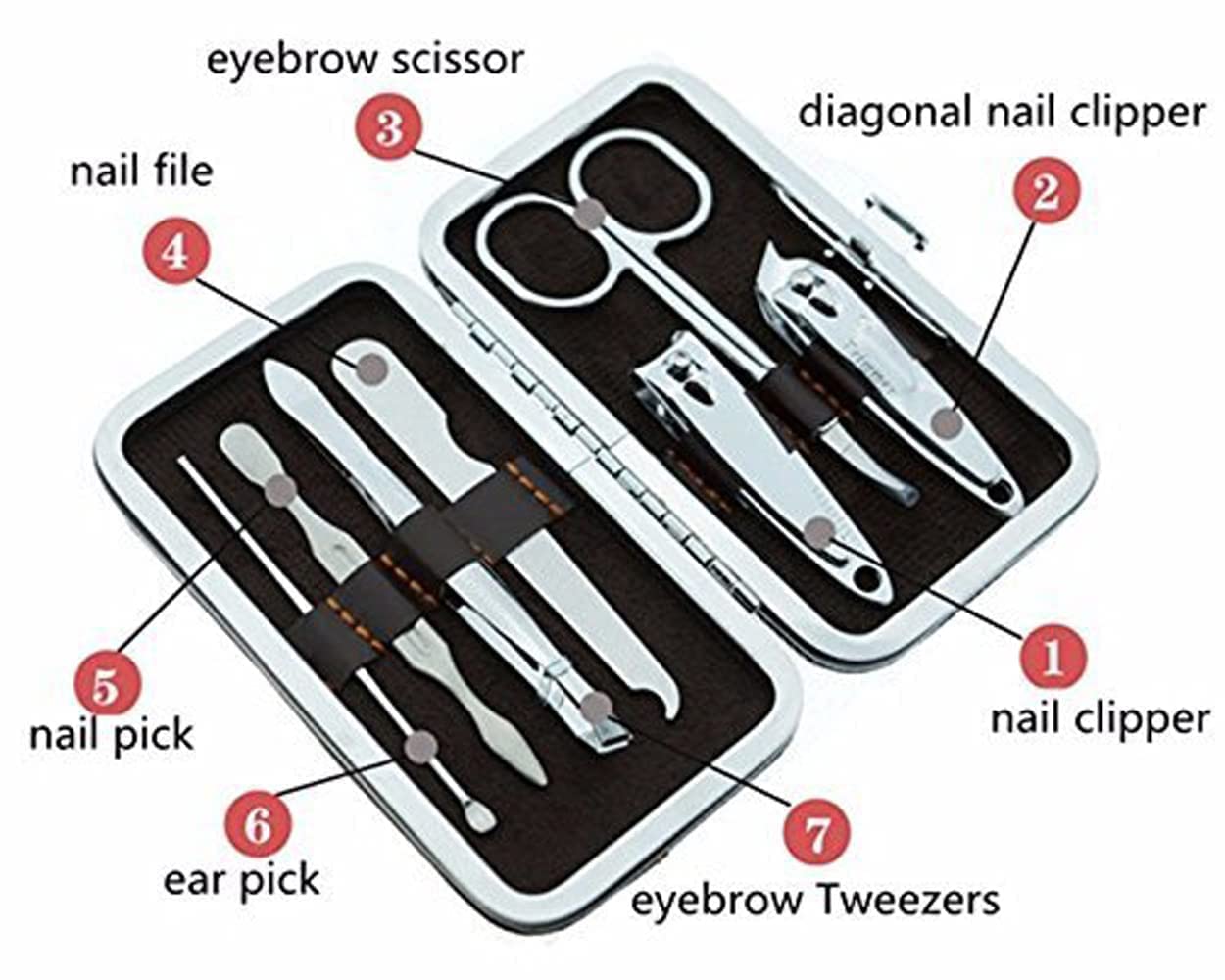 7 In 1 Manicure Kit, Carbon Steel Professional Pedicure Kit, Nail Scissors Grooming Kit with Leather Travel Case, Men Women Manicure Pedicure Kit, Nail Care Tool For Home Use