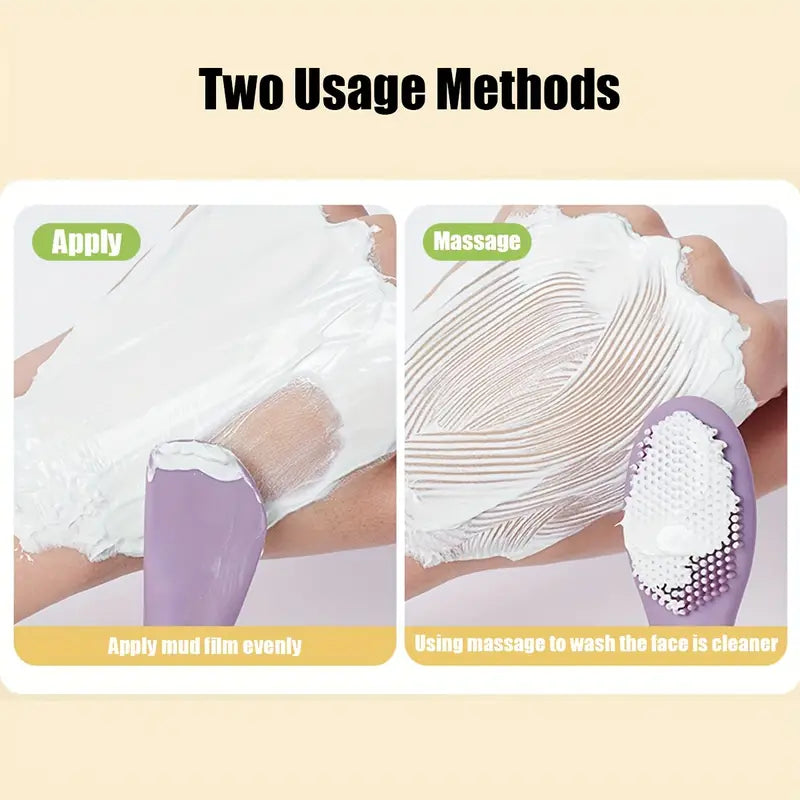 Double Head Silicon Facial Brush, Silicon Facial Massage Cleaning Brush, DIY Mud Film Scraper Facial Care Tool, Face Mask Clay Mask Applicator, Exfoliating Skin Care Home Makeup Tools