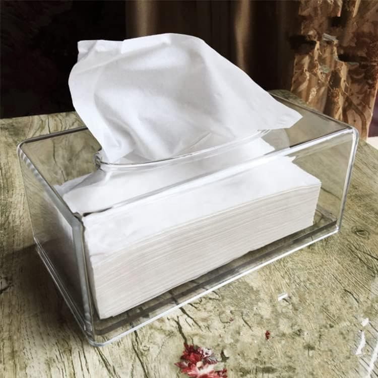 Rectangular Acrylic Tissue Box, Transparent Handkerchief Box, Tissue Box with Storage, Elegant Clear Acrylic Napkin Box