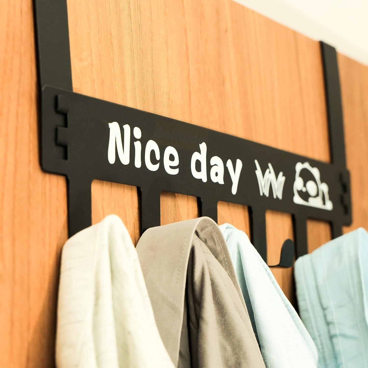 Nice Day Metal Hooks Door Hanger, 6 Hooks Detachable Hanger, Hat Clothes Bag Hanging Rack, No Drilling Bathroom Door Hanger