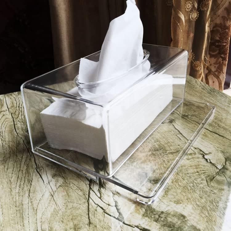 Rectangular Acrylic Tissue Box, Transparent Handkerchief Box, Tissue Box with Storage, Elegant Clear Acrylic Napkin Box