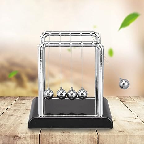 Newton Cradle Balance Steel Balls, 5 Balls Physics Science Pendulum Desk Toy, Home Decor Anti Stress Game Toy, Metal Pendulum Ball School Teaching Supplies, Steel Ball Balance Toy, Cool Office Decor and Tabletop Toys for Stress Relief