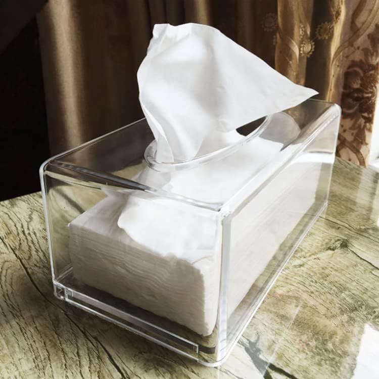 Rectangular Acrylic Tissue Box, Transparent Handkerchief Box, Tissue Box with Storage, Elegant Clear Acrylic Napkin Box