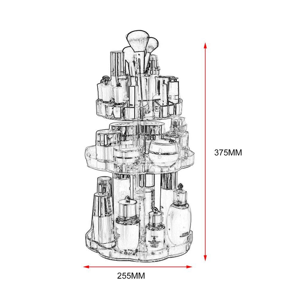 3 Layer Acrylic Blossom Makeup Organizer, Transparent 360 Rotating Cosmetic Holder, Multifunctional Cosmetic Jewellery Storage Bracket, Cosmetic Storage Countertop Organizer, Crystal Makeup Display Stand