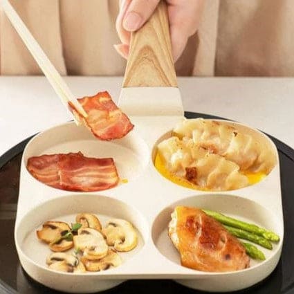 Four Round Egg Pan, Multi Pancake Pan, 4 Cavity Breakfast Omelet Pot, Non-Stick Frying Pan