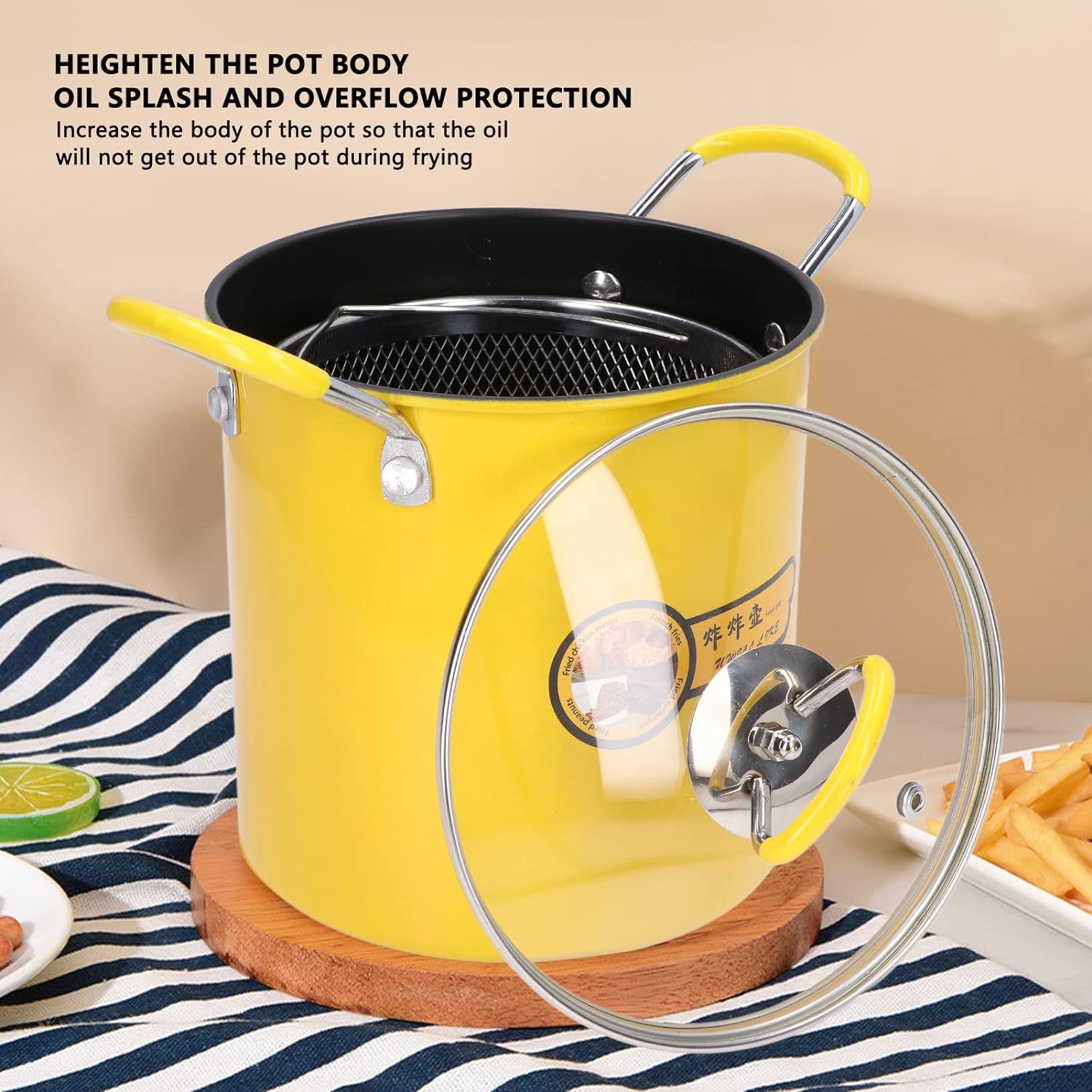 3L Mini Deep Frying Strainer Pot, Multifunctional Household Deep Frying Pan, Non Stick Mini Small Oil Frying Pot
