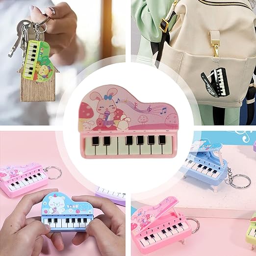 Piano Keychain With Sound, Mini Portable Musical Instrument Toy, Creative Cartoon Music Electronic Piano, Piano Pendant Key Ring