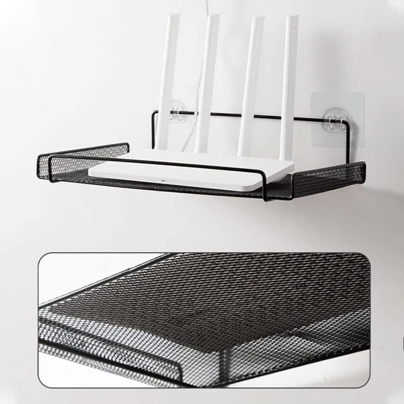 Wall Router Rack, TV Set Top Organizer Rack, Self Adhesive Wall Shelf, Wall Metal Mesh Bracket, Wifi Router Shelf Floating Shelf