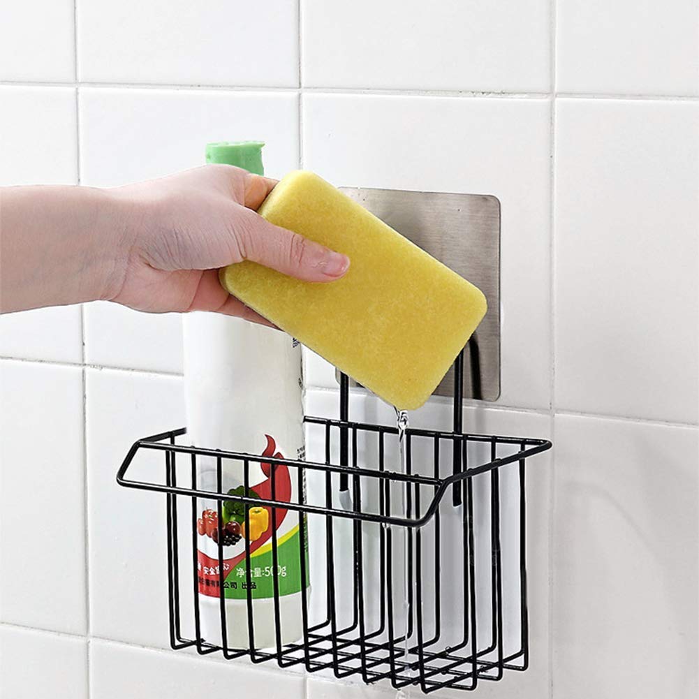 Metal Sponge Holder With Towel Stand, Kitchen Dish Cloth Sponge Shelf Storage Basket, Bathroom Towel Drain Rack Kitchen Organizer, Shower Caddy Basket Shelf