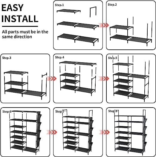 Multifunctional Storage Organizer, Standing Shoe Tower Racks, Cupboard Space Saving Shoe Stand, 7 Tier Shoe Rack for Entryway, Metal Shoe Organizer for Entryway Closet, Stackable Shoe Boots Storage Cabinet With Hooks