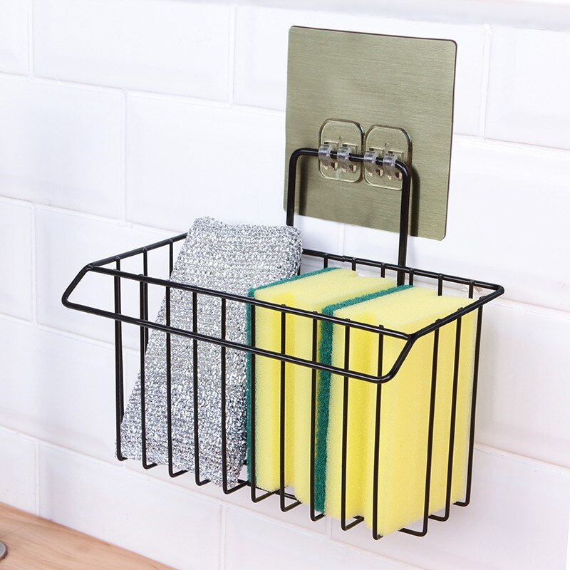 Metal Sponge Holder With Towel Stand, Kitchen Dish Cloth Sponge Shelf Storage Basket, Bathroom Towel Drain Rack Kitchen Organizer, Shower Caddy Basket Shelf