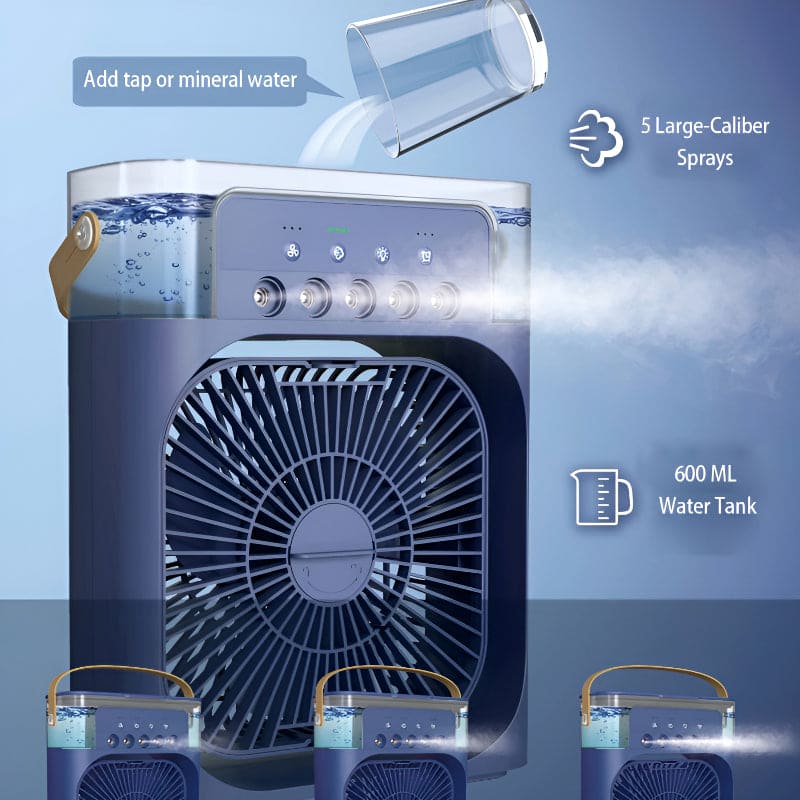 Humidifier Cooling Fan, Personal USB Air Cooler Fan, Mini Air Freshener Cooling Fan, Water Mist Humidification Fan, 3 In 1 Portable Fan Air Conditioner, Desktop Electric Fan Air Cooler, 7 Colors LED Light Humidifier, USB Powered Mini AC