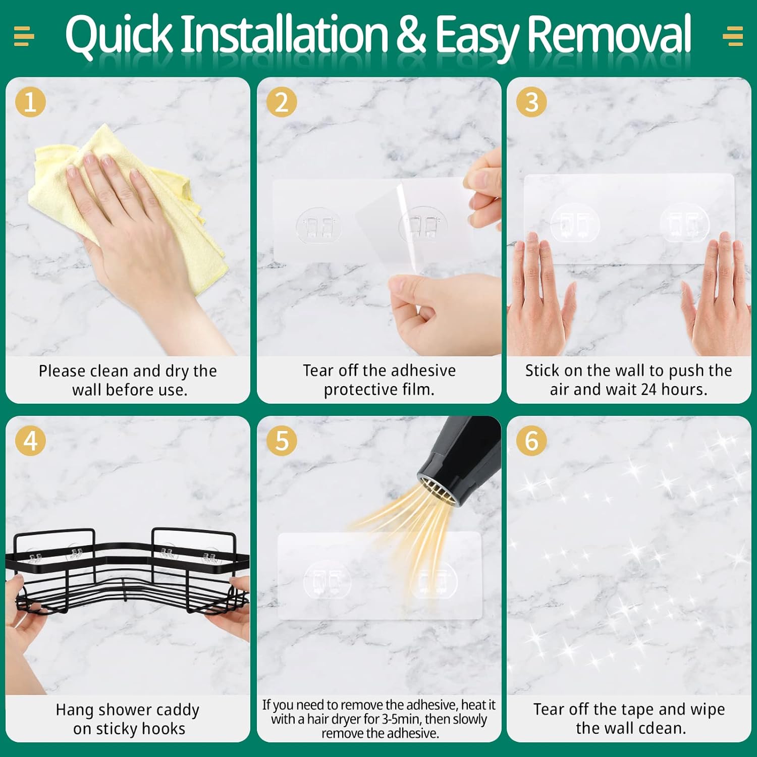 Set Of 5 Mesh Shower Shelves, Multipurpose Wall Storage Racks, Stainless Steel Bathroom Corner Baskets, Shower Basket for Hanging, Shampoo, Shower Gel, Soap Holder