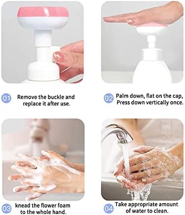 Children Soap Dispenser, Flower Shaped Foam Dispenser, Flower Stamp Foaming Hand Dispenser For Kids, Pump Container Foaming Bottle Liquid, tamp Hand Soap for Kitchen Bathroom, Petal Mousse Foam Hand Soap