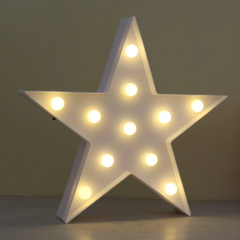 Star Shape Led Marque Lights, Ceramic Star Shape Light, Home Decor Night Light Lamp, Star Sign Wall Light