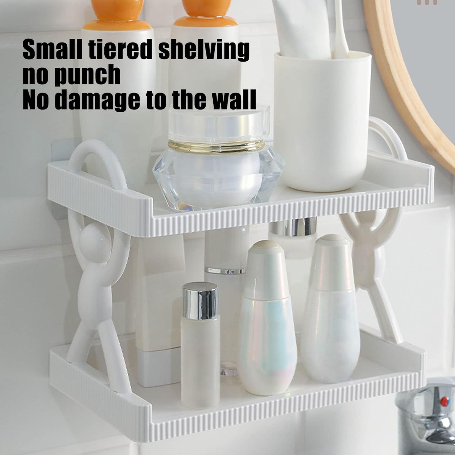 Simple Man Storage Shelf, Multipurpose Storage Wall Rack, 2 Layer Organization Shelf Rack, Bathroom Kitchen Guard Rail Shelf, Wall Mounted Storage Rack, Versatile Multilayer Floating Rack