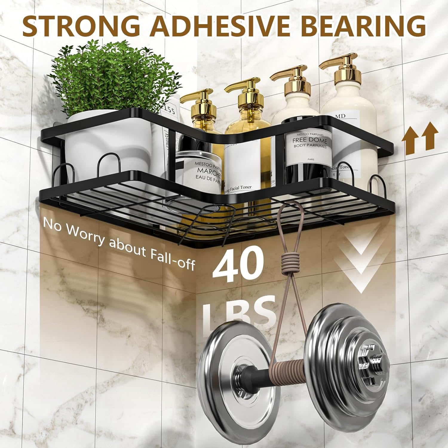 Set Of 5 Mesh Shower Shelves, Multipurpose Wall Storage Racks, Stainle ...