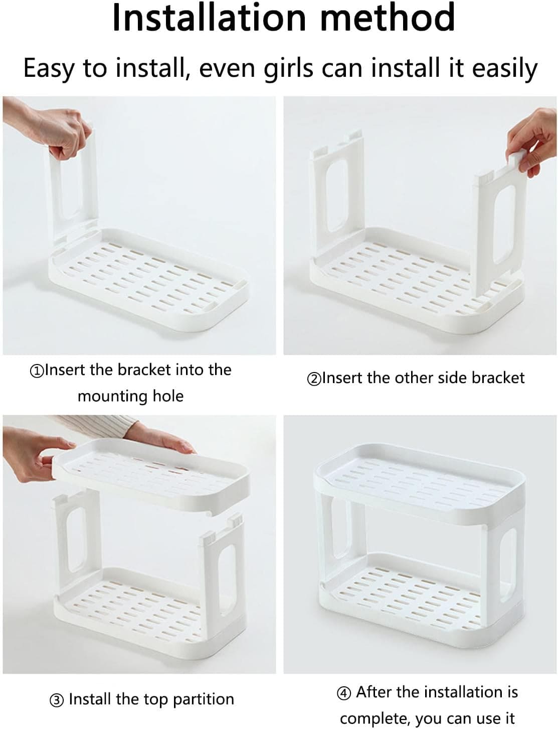 Plastic Desk Shelf, Multifunctional Double Layer Shelve, Multipurpose Kitchen Bathroom Standing Slim Rack, Vertical  Bathroom Countertop Organizer, Countertop Corner Storage Rack