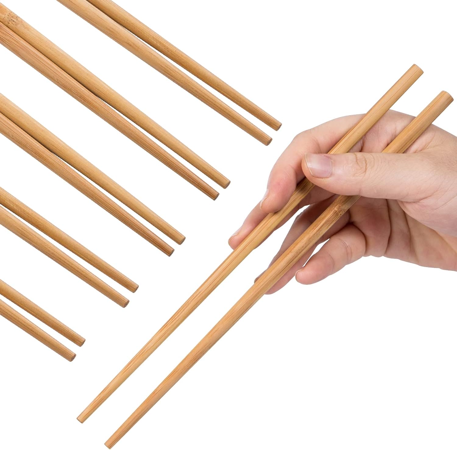 Set Of 10 Bamboo Sticks, Wooden Bamboo Chopsticks, Reusable Japanese Chopsticks, Non Slip Food Chop Sticks, Natural Kitchen Chopsticks, Household Bamboo Chopsticks, Kitchen Restaurant Home Tableware