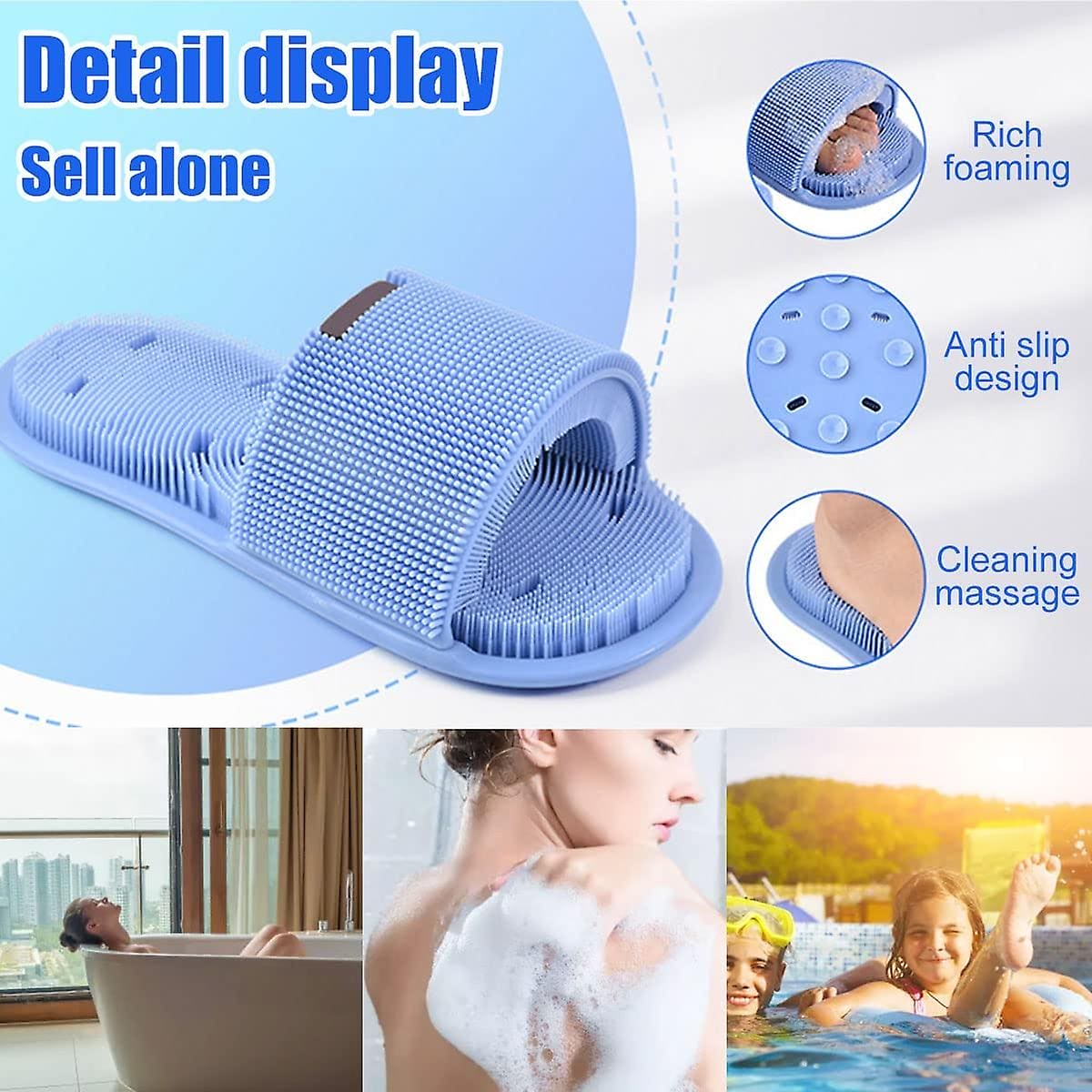 Home Massage Slipper, Foot Rubbing Silicone Slipper, Suction Cup Massager Slippers, Non Slip Suction Cup Foot Relief Massager Cleaner for Men and Women, Shower Feet Cleaning Brush