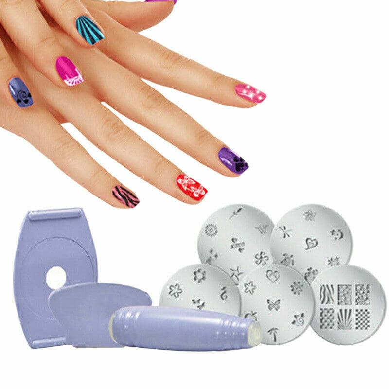 Saloon Express Nail Art Stamping Kit, Professional Nail Polish Art Kit, Decals Nail Paint Stamp