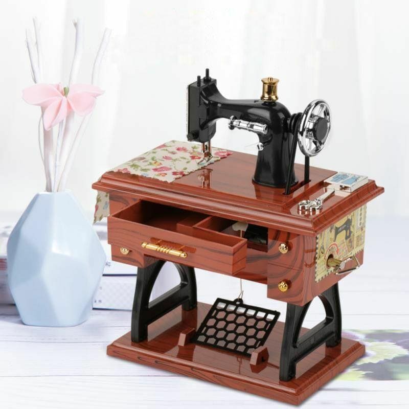 Sewing Machine Music Box, Vintage Mini Music Box, Musical Singer Case Home Classic Pedal Sewing Machine, Table Decor Musical Toy, Musical Box With Retro Craft, Stylish Music Box, Kids Retro Music Box