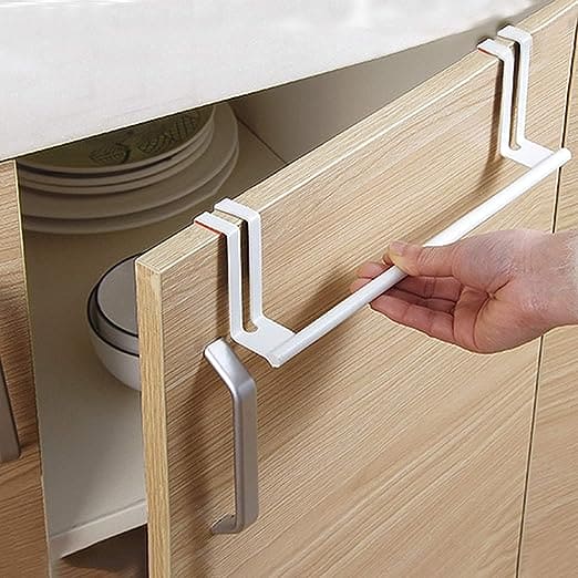 Over Door Towel Bar, Heavy Duty Metal Hook, Modern Metal Kitchen Bathroom Towel Holder, Cabinet Door Towel Rack, Seamless Kitchen Door Storage Towel Rack