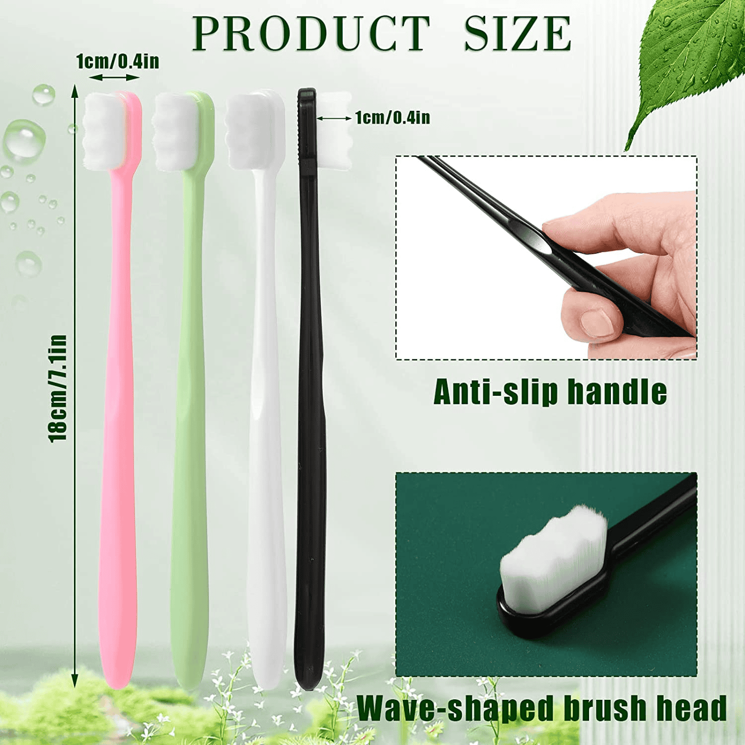 Wave Nano Bristle Toothbrush, Ultra Fine Soft Toothbrush, Oral Hygiene Tools Brush, Manual Dental Oral Care Brush, Adult Teeth Cleaning Toothbrush, Million Nano Bristle Teeth Cleaning Tool, Soft Floss Toothbrush Bristles for Sensitive Gums