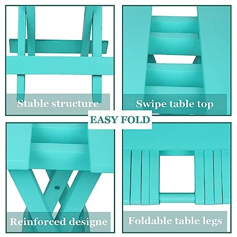 Kids Folding Table, Portable Folding Side Table, Foldable Coffee Table for Living Room, Garden, Outdoor, Corner Table/Bedside Table for Bedroom