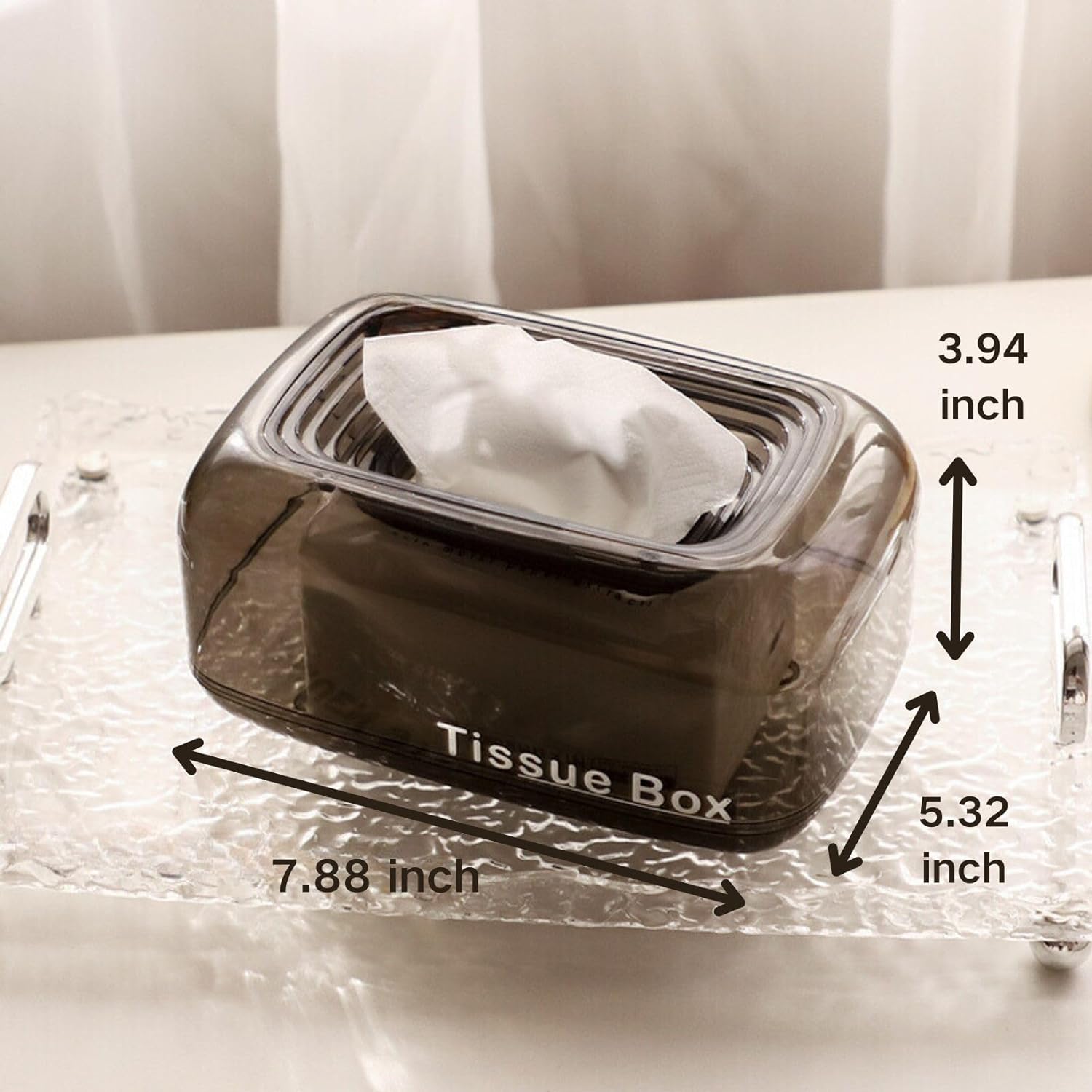 Bunny Sit Tissue Box, Transparent Luxury Tissue Case, Rectangular Self Scarf Box, Sink Off Tissue Paper Organizer