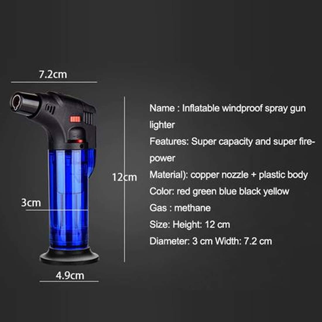 Sprayer Flame Lighter, Transparent Jet Torch Lighter, Refillable Jet Turbo Lighter, Inflatable Butane Gas Lighter, Cigar Cigarettes Lighters, Windproof Turbine Lighter, Multifunctional BBQ Kitchen Lighters