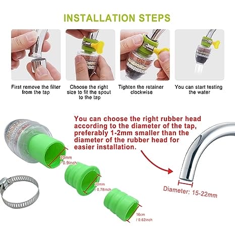 Water Purifier Tap, Water Filter Nozzle, Household Kitchen Home Carbon Faucet, Multi Layer Fine Faucet Filter, 6 Layer Faucet Filter, Universal Kitchen Faucet Water Tap Heads, Anti Spill Water Saving Water Filter for Kitchen Home Bathroom