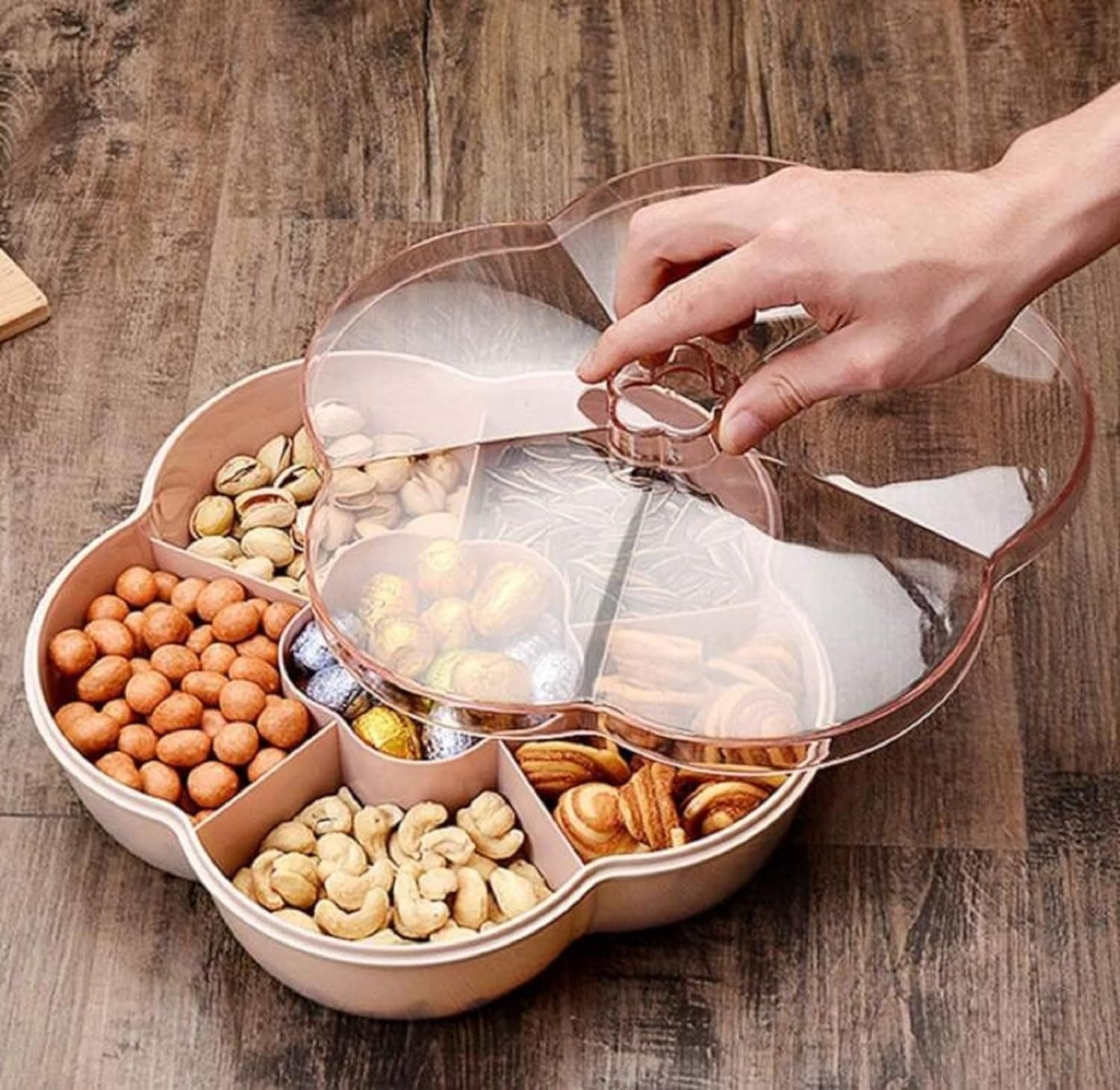 Fish Tail Candy Box, 7 Compartment Flower Dried Fruit Box, Multifunctional Food Container, Candy And Nut Serving Container, Appetizer Tray with Lid