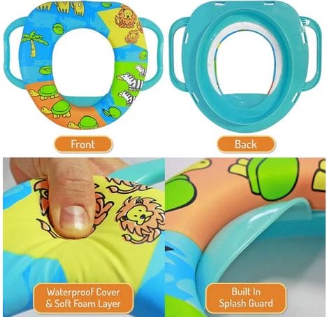 Baby Toilet Seat Cushion, Portable Toilet Training Seat For Children, Non-Slip Baby Kids Seat Potty Chair with Handle, Kids Toilet Soft Cushion with Splash Protector