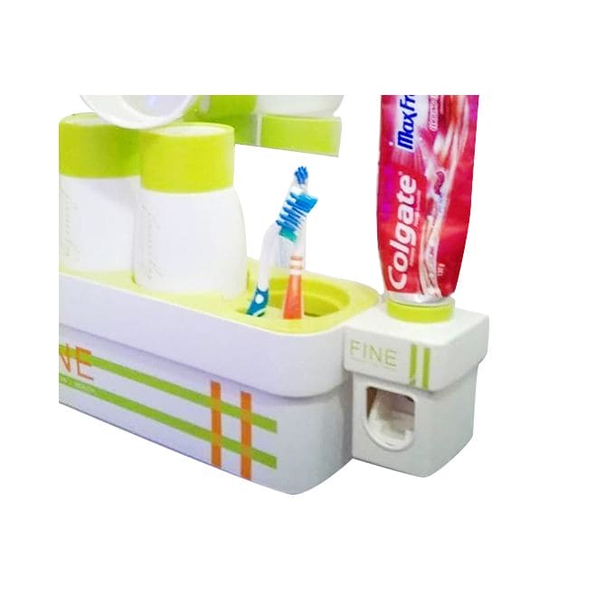 Fine Toothpaste Dispenser, Wall Mounted Toothbrush Holder, Caddy Toothbrush Holder, Toiletries Storage Rack With Cups, Toothbrush Holders for Bathrooms