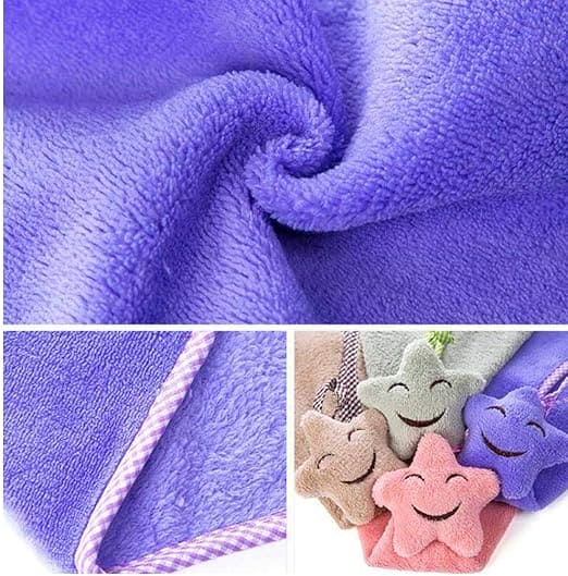 Star Kitchen Cleaning Towel, Microfiber Hanging Hand Towel, Cute Baby Towel, Bathing Towel For Children Kids Bathroom, Soft Hand Drying Towel, Coral Velvet Absorbent Cloth, Sink Towel with Loop, Hand Kitchen Towel Napkin with Ties