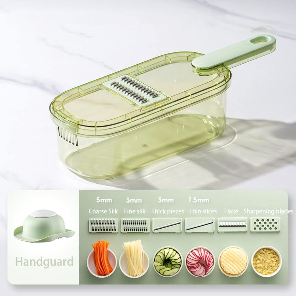 Multifunctional Vegetable Stinger, Vegetable Slicer Chopper Cutter Shredder with Storage Box,  Vegetable Cutter With Basket, Hand Guard Potato Grater With Storage, Vegetable Chopper With Container, Transparent Slicer Shredder And Cutter