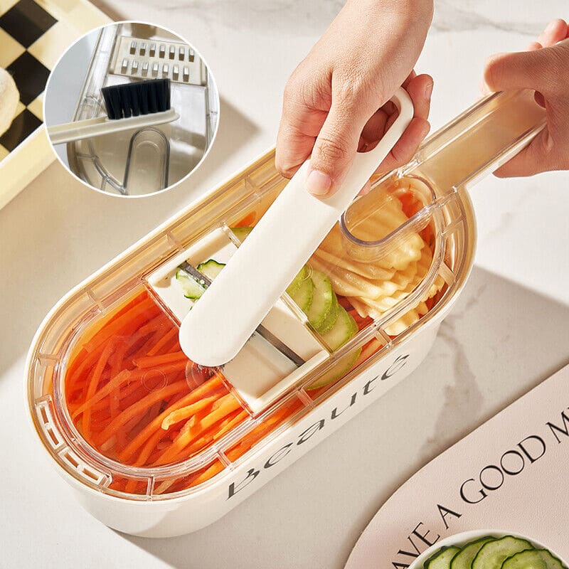 Multifunctional Vegetable Stinger, Vegetable Slicer Chopper Cutter Shredder with Storage Box,  Vegetable Cutter With Basket, Hand Guard Potato Grater With Storage, Vegetable Chopper With Container, Transparent Slicer Shredder And Cutter