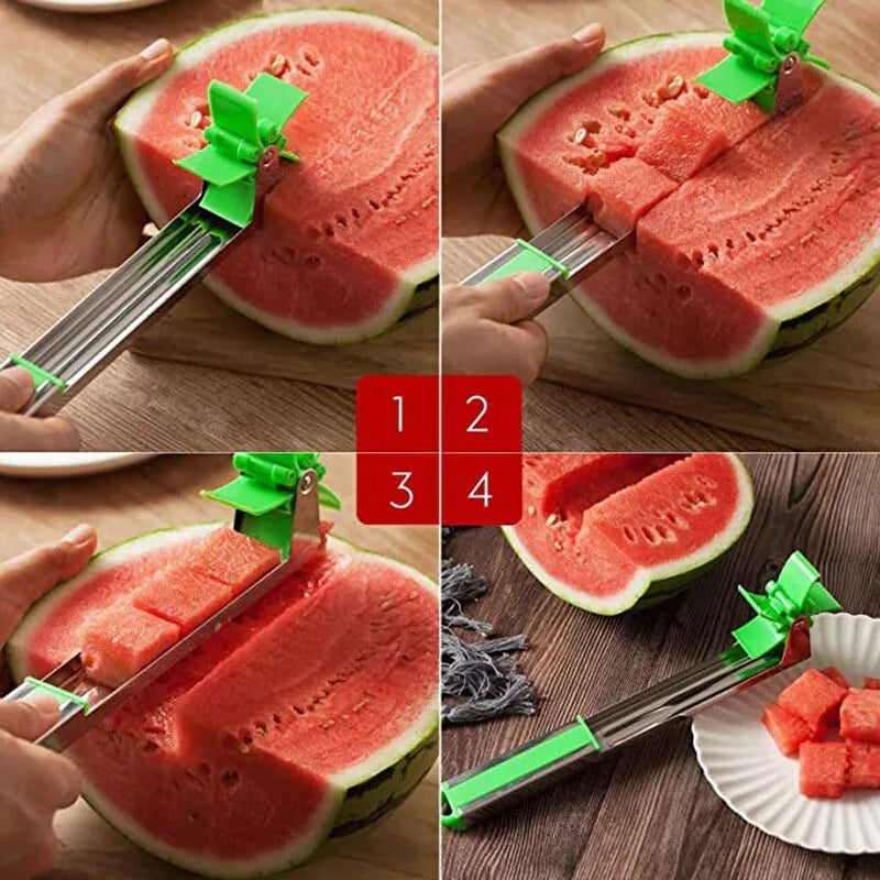 Watermelon Windmill Cutter, Stainless Steel Watermelon Slicer, Multifunctional Fruit Cutter, Cantaloupe Slicer Fruit Divider, Artifact Kitchen Gadget