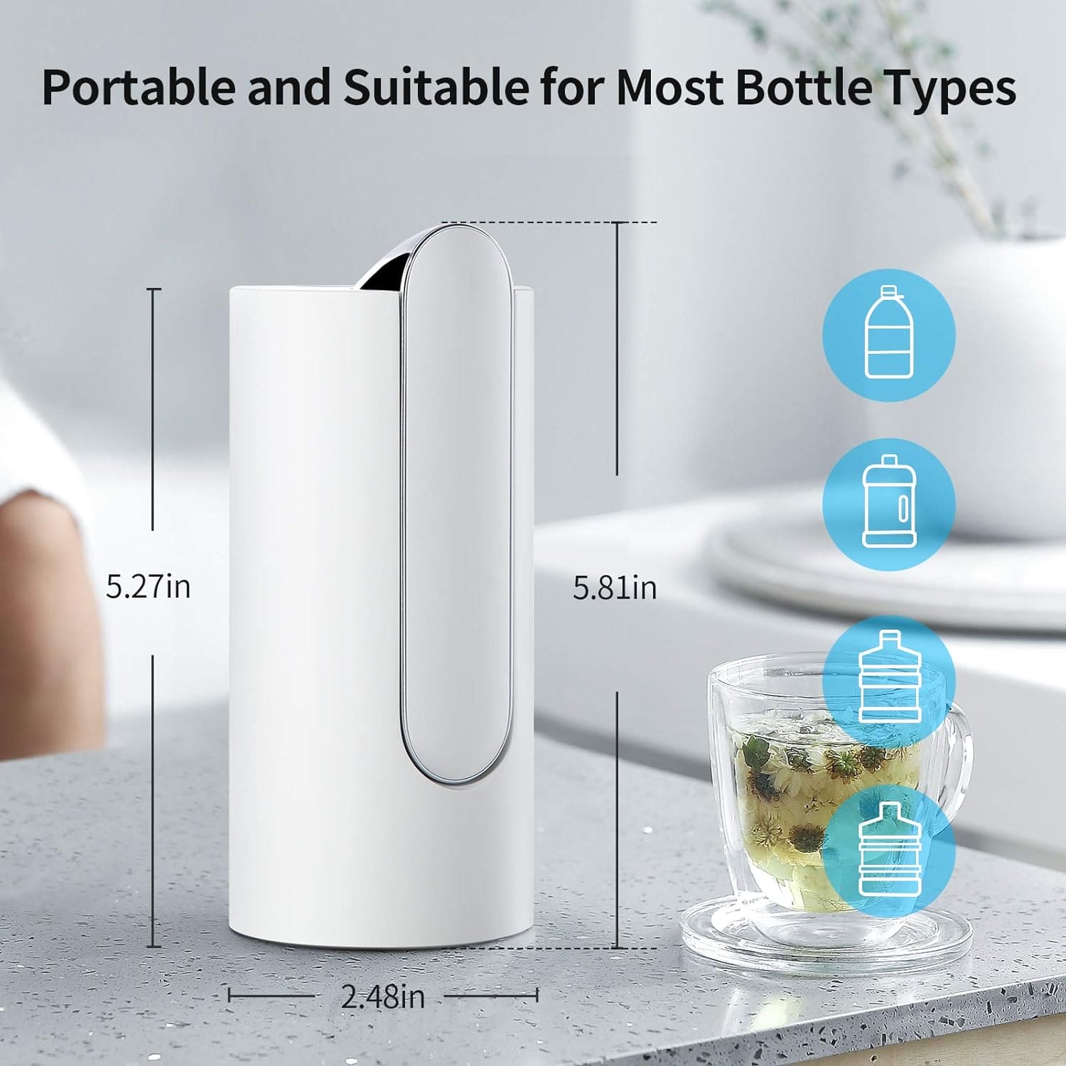 Foldable Water Dispenser, Automatic Mini Water Pump, Portable Home Water Bottle Pump, USB Rechargeable Barreled Water Pumping Device, Wireless Electric Water Jug Pump, Smart Desktop Drinking Beverage Dispenser