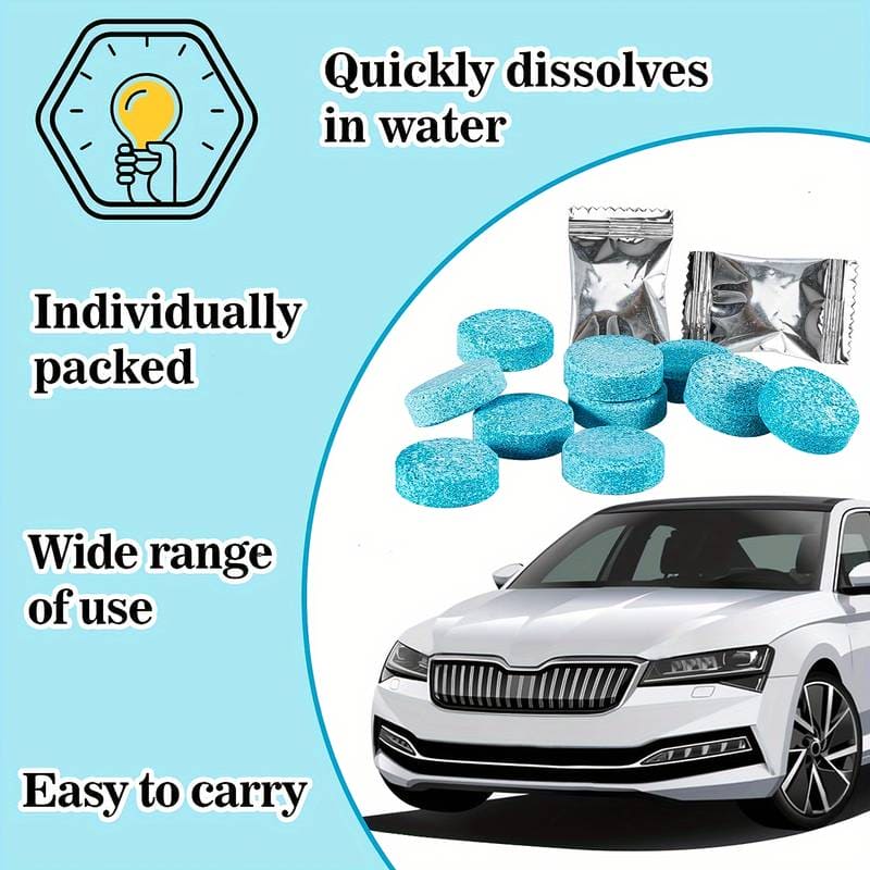 Set Of 12 Windshield Cleaning Tablet, Multifunctional Glass Cleaning Tabs, Home Toilet Cleaning Concentrated Tablets, Solid Effervescent Tablet, Auto Wiper Detergent Glass Cleaner, Multipurpose Washer Cleaner Tablet