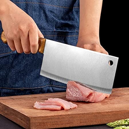 Butcher Knife, Meat Fish Vegetables Chopping Cleaver Butcher, Professional Knife Kitchen Chopping Chef Tool, Stainless Steel Bone Cutter Meat Cleaver Slicer Vegetable, Multipurpose Cleaver for Meat Bone Cutting Vegetable Slicing
