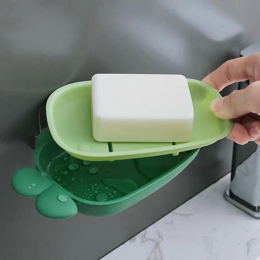Double Layer Bunny Soap Dish, Cartoon Pattern Non-Slip Soap Holder,  Wall Mounted Soap Drain Holder, Home Suction Cup Sink Basin Soap Dish, Elevated Drainage Strip Design Soap Holder, Tough And Durable Soap Box, Bathroom Kitchen Soap Organizer