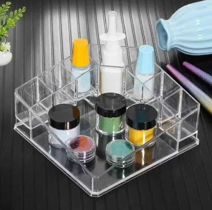 Transparent Triangle Lipstick Case, 8 Grid Acrylic Storage Box, Cosmetic Display Stand, Crystal-like Cosmetic Jewelry Storage Box, Transparent Makeup Storage Box, Eye Shadow Display Stand Holder, Bathroom Skincare Organizer, Desk Cosmetic Shelf