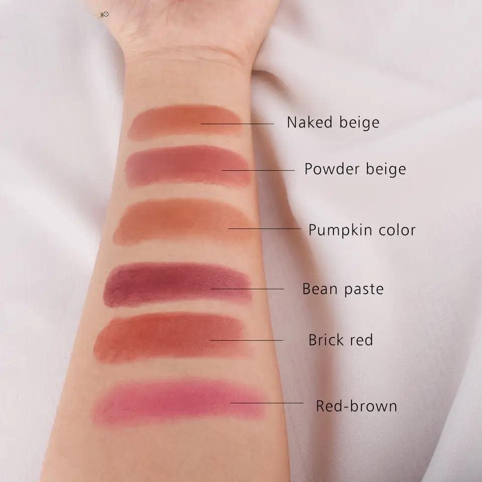 6 Pcs Pumpkins Color Matte Lipstick With Mirror, Heng Feng Color Lipstick, Mini Dry Lipstick Box, Long-lasting Lipstick Set