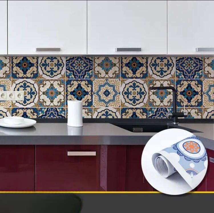 Vintage Printed Wallpaper, Self Adhesive Mediterranean Wallpaper, Bathroom Kitchen Cabinets Desktop Stickers, Groovy Peel & Stick Wallpaper, Removable Self Adhesive Wall Decor