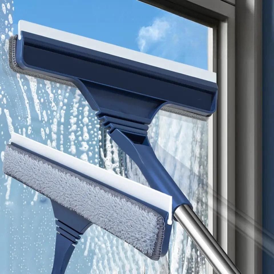 2 in 1 Window Mesh Screen Brush, Curtain Net Wipe Cleaner Brush, Telescopic Long Handle Dust Removal Brush, Household Cleaning Tool, Window Mop Squeegee Wiper, Window Cleaner Magic Broom Wiper