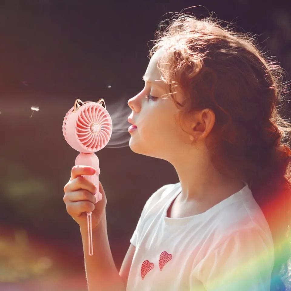 Cute Foldable Cat Fan, Mini Portable Fan, Electric Fan Foldable Cute Desk Fan, Handheld Pocket Fan, Outdoor Travel Mini Fan, Cute Rechargeable Handheld Fan, Cartoon Portable Usb Charge Fan, Portable Table Fan