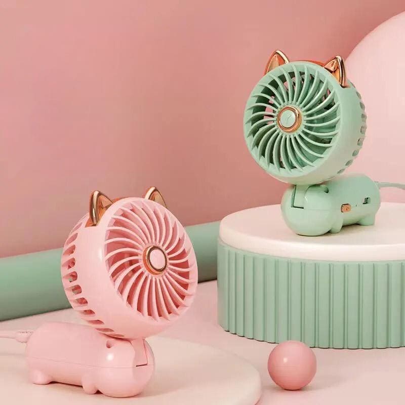 Cute Foldable Cat Fan, Mini Portable Fan, Electric Fan Foldable Cute Desk Fan, Handheld Pocket Fan, Outdoor Travel Mini Fan, Cute Rechargeable Handheld Fan, Cartoon Portable Usb Charge Fan, Portable Table Fan